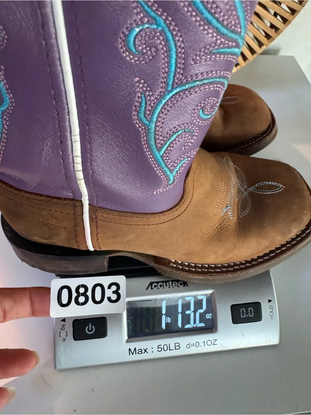 Old West BSC1907 Girls Cowboy Boots Size 12D Brown Purple Leather Western